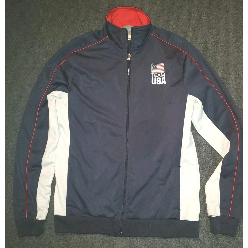 US Olympic Committe Team Apparel Jacket Mens Small Blue Zip